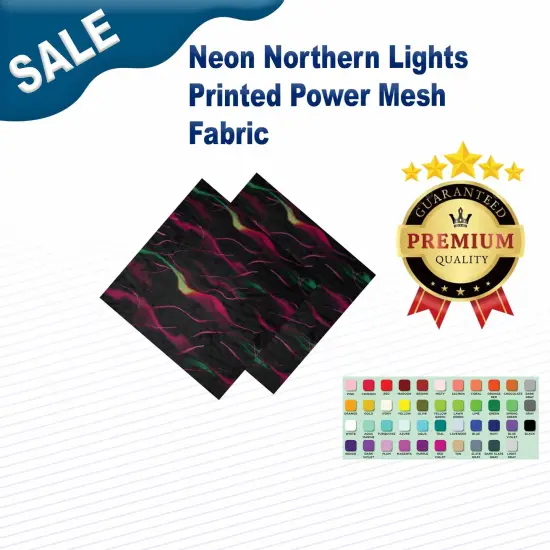 Neon Northern Lights Printed Power Mesh Fabric {1}