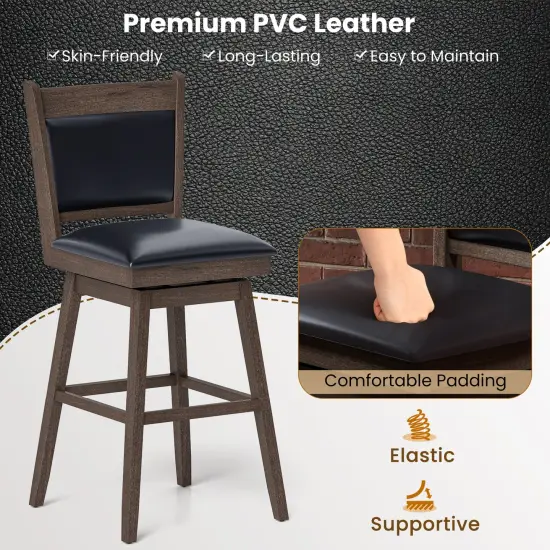 25/29 Inch Padded Bar Stools Set of 2 with Swivel Seat, Footrest, and Comfortable Upholstered Design {6}