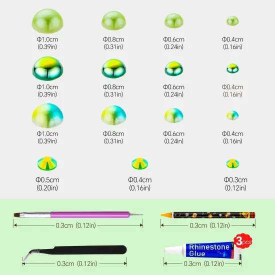 60g Cyan Green Flat Back Pearls Rhinestones for Crafts Mixed Size 3mm-10mm AB Color Round Half Pearls Flatback Pearl Beads and Resin Rhinestones Set for Face Art with Glue {6}