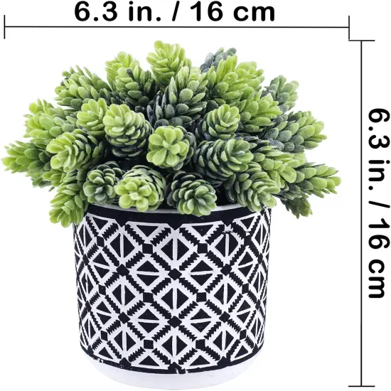 3-Piece Artificial Succulent Set &ndash; Modern Greenery in Black Geometric Pots {4}