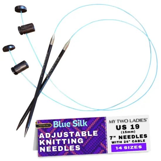 My Two Ladies | Blue Silk | Adjustable Ergonomic Knitting Needles | 14 sizes {1}