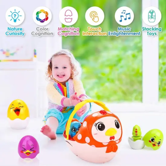 Easter Egg Toys Gift for Toddlers, Easter Basket Stuffers for Kids with Lights Music, Plastic Easter Eggs Filled with Toys {4}