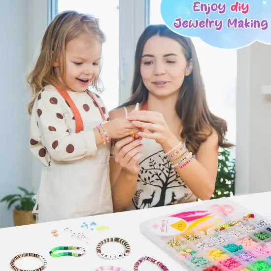 Easter Basket Stuffers for Kids Girls - 5300 Clay Beads Bracelet Making Kit,Arts and Crafts for Kids Ages 8-12,Easter Crafts Games Toys for 3-10 Year Old Birthday Gift,Stuff Supplies {4}