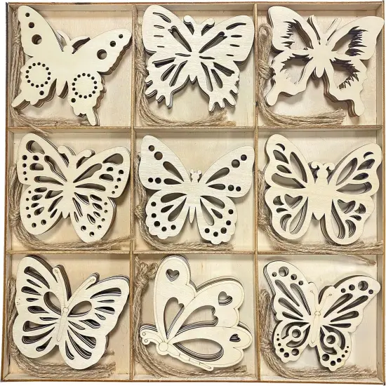 Pack of 45 Unfinished Wooden Butterfly Shaped Cutouts for DIY Crafts 3.5 Inch 5-Count Each {5}