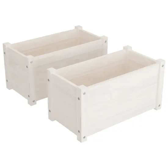 vidaXL Garden Planters 2 pcs White 23.6"x12.2"x12.2" Solid Wood Pine {2}