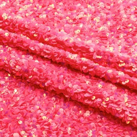 1 Yard Stretch Velvet Sequin Fabric 2 Way Polyester Spandex 36" x 60" Length by Width Fuchsia/Iri Fu {1}