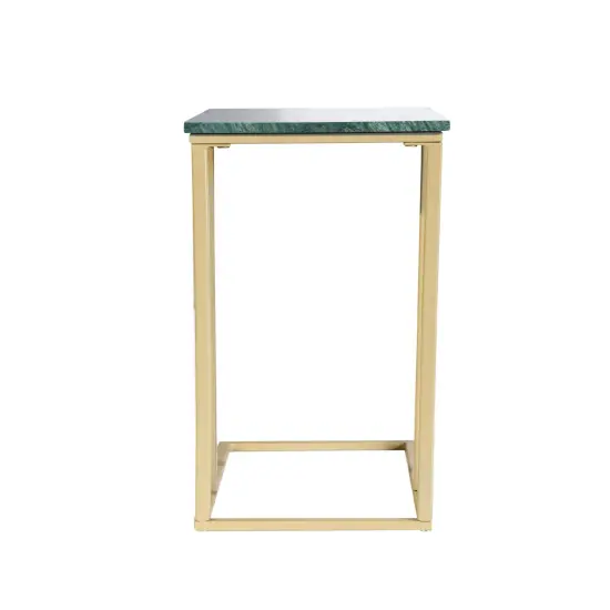Green Marble "C" Table With Golden Metal Frame-24" Height {5}