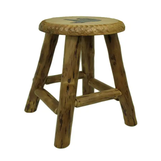 Rustic Handcrafted Wooden Carved Bear Bar Stool 24 in. {3}