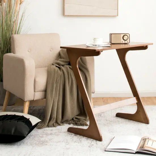 Wicker Z-Shaped Spacious Sofa Side Table with Space-Saving Tabletop Coffee {6}