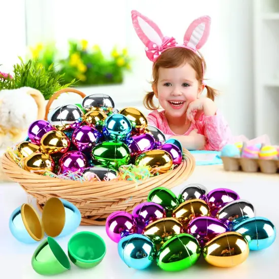 36 PCS Plastic Easter Eggs, 2.36" Easter Basket Stuffers for Toddler Kids {2}
