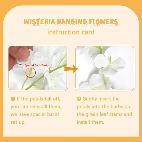 24 Pack Orange Wisteria Hanging Flowers Garland, 3.77 Feet Artificial Flower Vines, Fake Wisteria, Artificial Vines Hanging Garland for Backdrop Outdoor Yard Garden Decor {4}