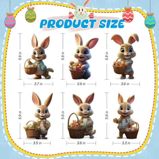 6 PCS Easter Bunny Decorations Indoor, Easter Bunny Wooden Signs, Table Centerpieces Easter Rabbit with Basket Egg {5}
