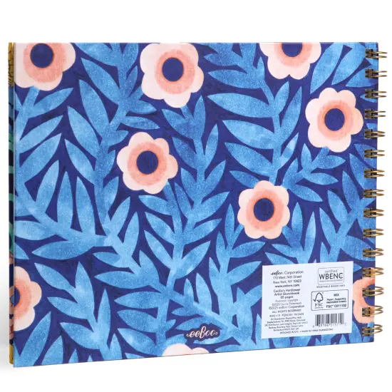 eeBoo Piece & Love: Artist Sketchbook - Cecilia's - 80 Pages, 9.5 x 7.5" Hardcover Spiral Book, 160 GSM, 108 LBS Drawing Paper, Abstract Floral Cover {3}
