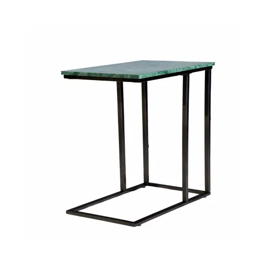 Green Marble "C" Table With Grey Metal Frame-24 Inch Height {1}