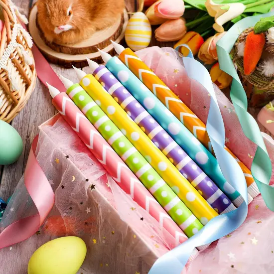 6 Pcs Easter Flameless Taper Candles 10.6 Inch Colorful Candles Battery Operated LED Candlesticks for Easter Dinner Table Home Party Decor {4}