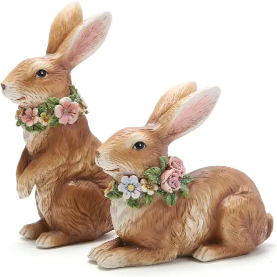 Spring Garden Patio Bunny Figurine Set (2pcs) The Perfect Accent for a Wonderful Garden-Easter Bunny Figurine {5}
