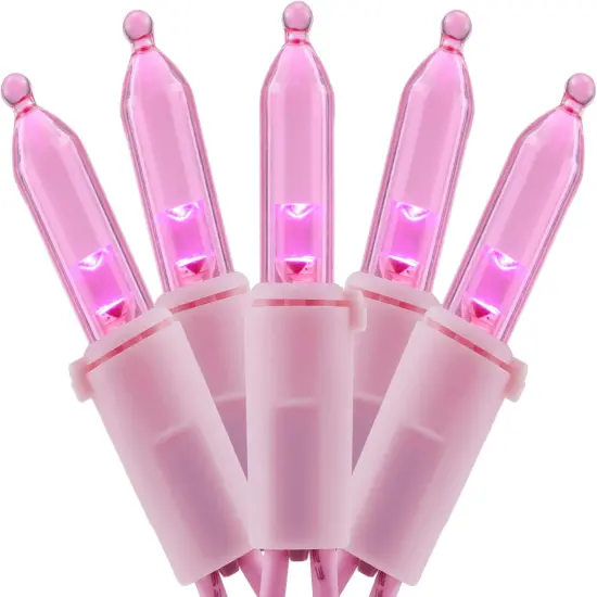 200 Count Pink LED Christmas Lights with Pink Wire, 66 Feet UL Certified Commercial Grade Holiday String Light Set (Pink - Pink Wire) {1}