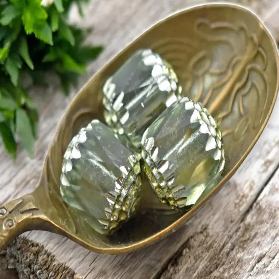 Metallic Mint Washed Mint Green Fire Polished Cathedral Beads -- Choose Your Size {5}