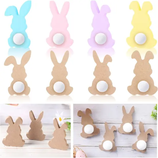 22 Pcs Easter Wooden Bunny Cutouts for Crafts, Unfinished Easter Wood Cutouts Bunny Table Sign {1}
