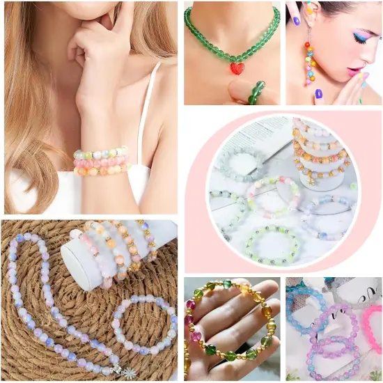 1800Pcs Glass Beads Jewelry Making Kit -Crackled, Bicolor, Monochrome 8mm 3 in 1 Crystal Beads Bracelet Making Kit, 32 Colors DIY Jewelry and Craft Art Making Kit for Beginners Round Jewelry Making {2}