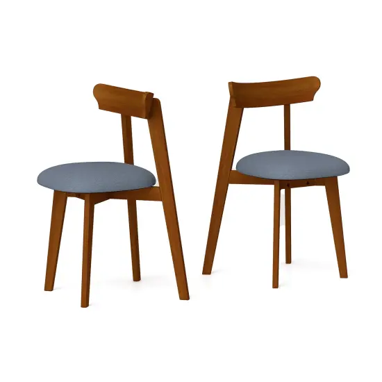 Mid-Century Modern Kitchen Chairs with Rubber Wood Frame and Padded Seat {1}