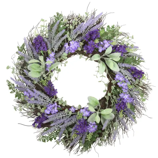 Haute Decor Mixed Lavender Floral 24-Inch Spring and Summer Wreath with Natural Grapevine {1}