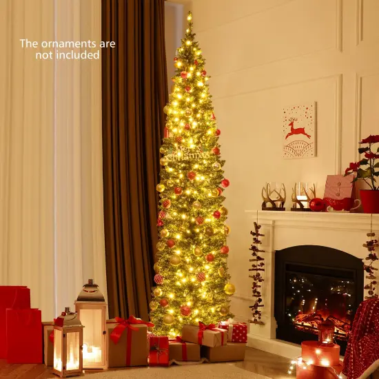 Pre-lit Pencil Artificial Christmas Tree with Warm White LED Lights {1}