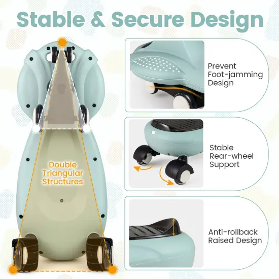 Plastic Wiggle Car with Hauling Rope, Ride-On Toy with Under-Seat Storage Green {3}