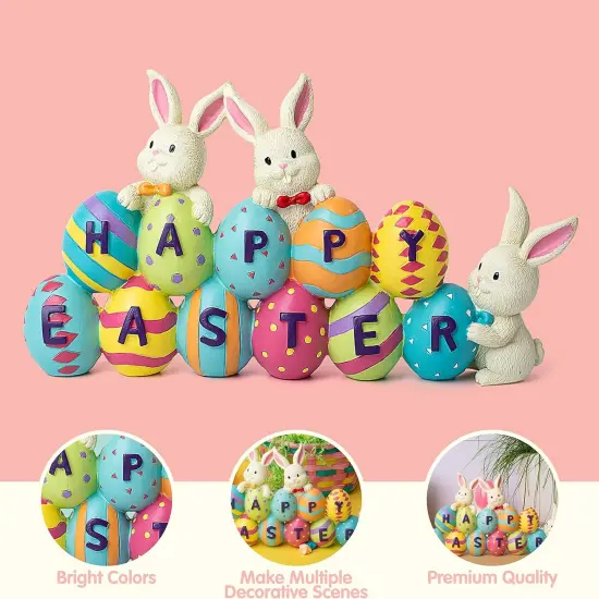 Easter Bunny Carrots Resin Centerpiece Decor with The Word Spring Decoration Tabletop {3}