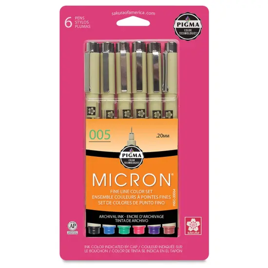 Sakura Pigma Micron Pens - Set of 6, Assorted Colors, 005 {2}