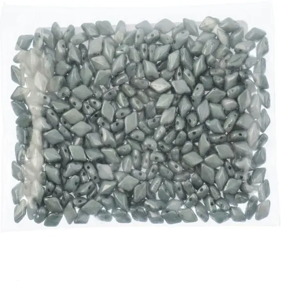 Matubo 2-Hole Czech Glass Opaque Luster Gemduo Beads, 50g Green {2}