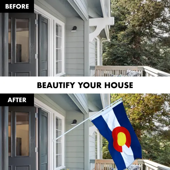 G128 - 6 Feet Tangle Free Spinning Flagpole (White) Colorado Flag Brass Grommets Embroidered 3x5 ft (Flag Included) Aluminum Flag Pole {3}