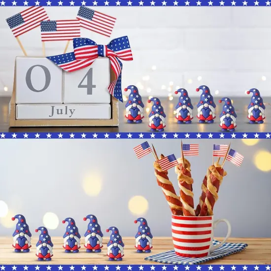 25 Pcs 4th of July Mini Gnome Decorations Patriotic Rubber Gnomes Red White Blue {5}