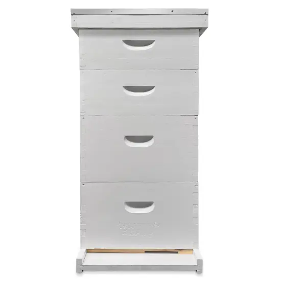 Honey Keeper Beehive Kit Fully Assembled and Painted - 10 Frame Kit, 2 Deep Brood Boxes and 2 Medium Supers White {2}