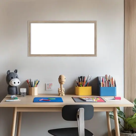 Hardwood Wedge Framed Dry Erase Magnetic Board White Wash {5}