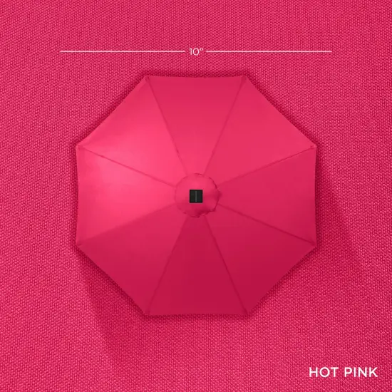 Best Choice Products 10ft Solar LED Lighted Patio Umbrella w/ Tilt Adjustment, UV-Resistant Fabric Hot Pink {4}