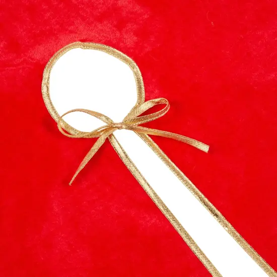 Juvale Red Christmas Tree Skirt, Plain Tree Skirt with Gold Trim for Holiday Decor, Stylish Holiday Indoor Decorations, Round Tree Mat Base Cover (42 Inches) {4}