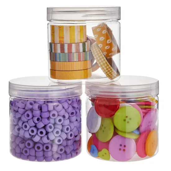 Slime Containers with Lids - 8 Pack Clear Plastic Jars for Kids DIY Crafts (12 oz) {4}