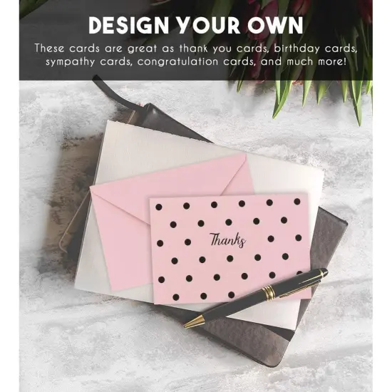 48 Pack 4x6 Blank Cards and Envelopes - DIY Printable Plain Greeting Notes for Birthday, Baby Shower, Wedding Invitations - Pink {4}