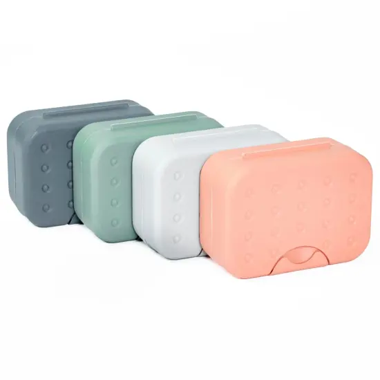 4-Pack Soap Holder Travel Cases, Plastic Portable Soap Saver Container Set with Covers for Bathroom Organization, Gym, Hiking, Traveling, Camping (4 Colors, 4.5x1.8x3.3 in) Multicolor {5}