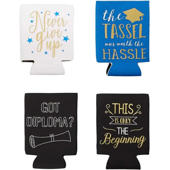12 oz Graduation Neoprene Can Cooler Sleeves for Soda, Beer, Beverages (12 Pack) Black {5}