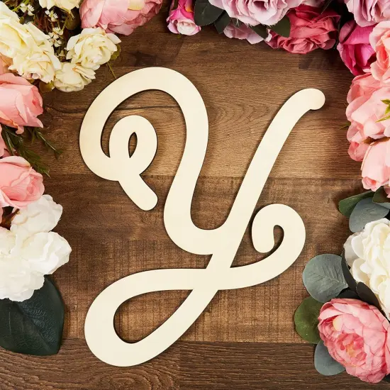 Wooden Monogram Alphabet Letters, Decorative Letter Y (13 Inches) Brown {3}