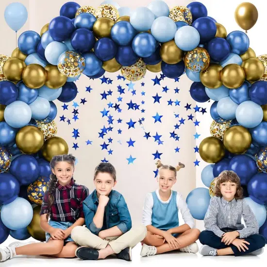 133PCS Navy Blue Balloon Garland Arch Kit &ndash; Navy, Macaron Blue, Metallic Blue, Confetti & Gold Latex Balloons for Baby Shower, Bridal Shower, Birthday Party & Wedding D&eacute;cor {2}