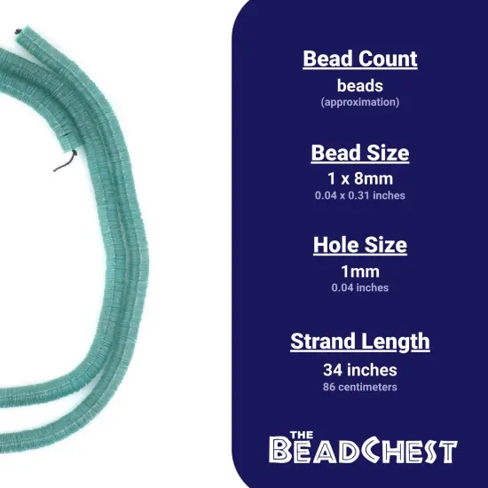 The Bead Chest Translucent Aqua Vinyl Phono Record Beads (8mm) {4}