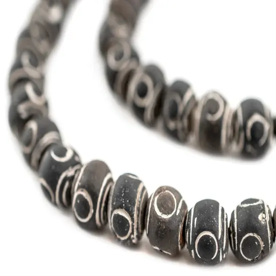 The Bead Chest Black Terracotta Round Mali Clay Beads (12mm) {1}