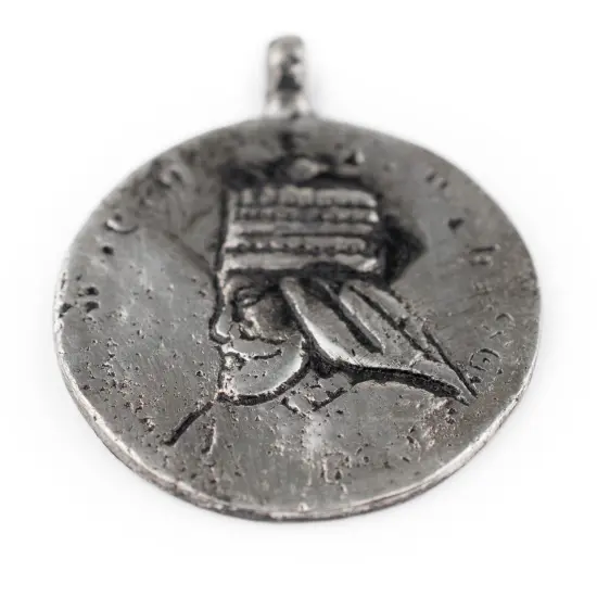 The Bead Chest Silver Ethiopian Royal Emblem Pendant (40x46mm) {5}