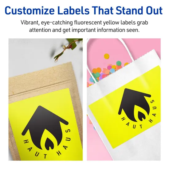 Avery Neon Yellow Paper Labels, 5" x 6" Rectangle {3}