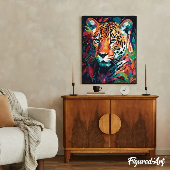 Figured'Art Paint by Number for Adults Colorful Abstract Leopard 16"x20" - Craft Art Painting Rolled Canvas with DIY Wooden Frame {4}