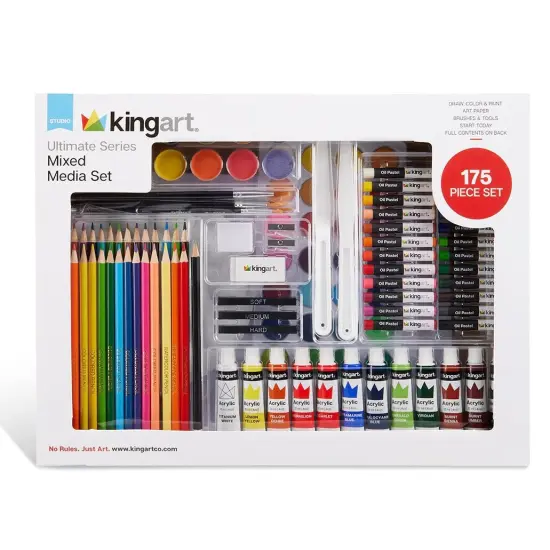 KINGART&reg; Mixed Media Art Set, Drawing, Painting & Sketching, 175 Pc. {1}