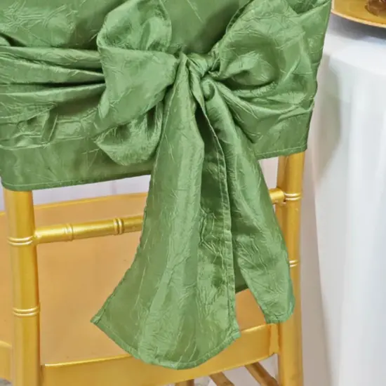 10 Pieces Clover Green Luxurious Crushed Taffeta Chair Bands, 9.5"x108" Event Sashes {4}